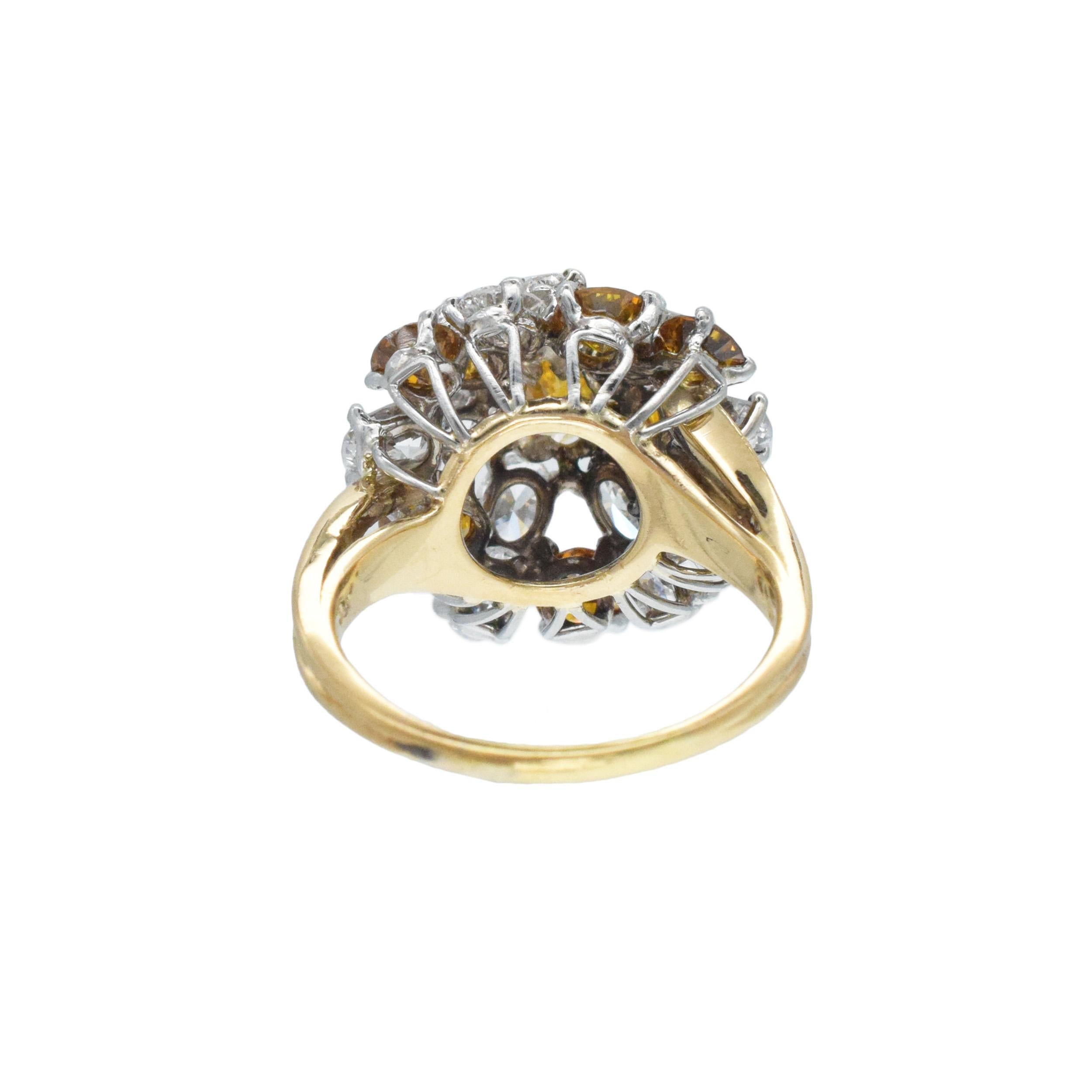 Oscar Heyman Color And White Diamond Cluster Ring Damen im Angebot