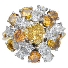 Oscar Heyman Color And White Diamond Cluster Ring