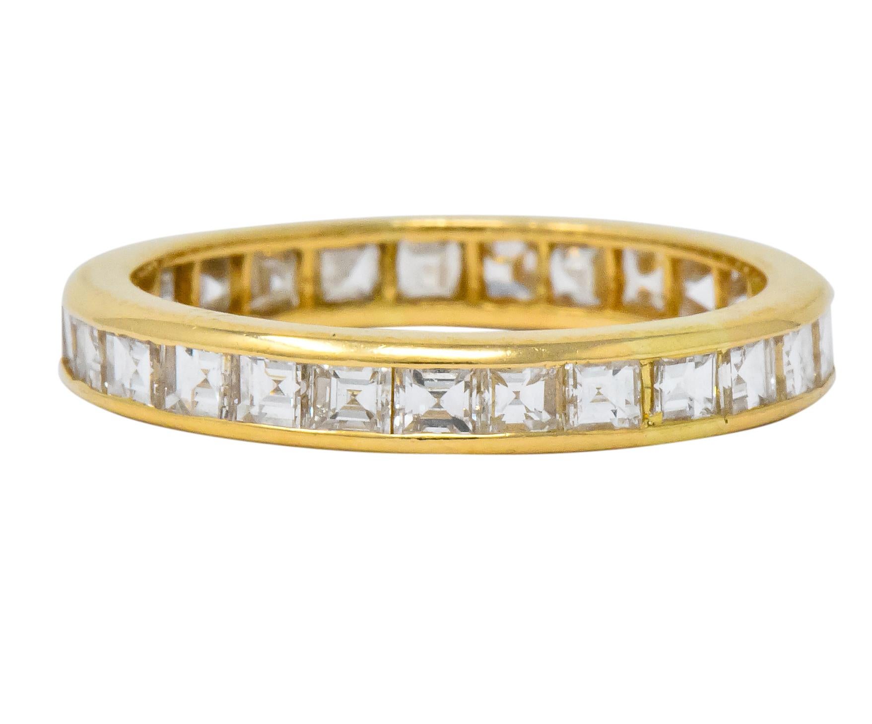 Modern Oscar Heyman Contemporary 1.35 CTW Step Diamond 18 Karat Gold Eternity Band Ring For Sale