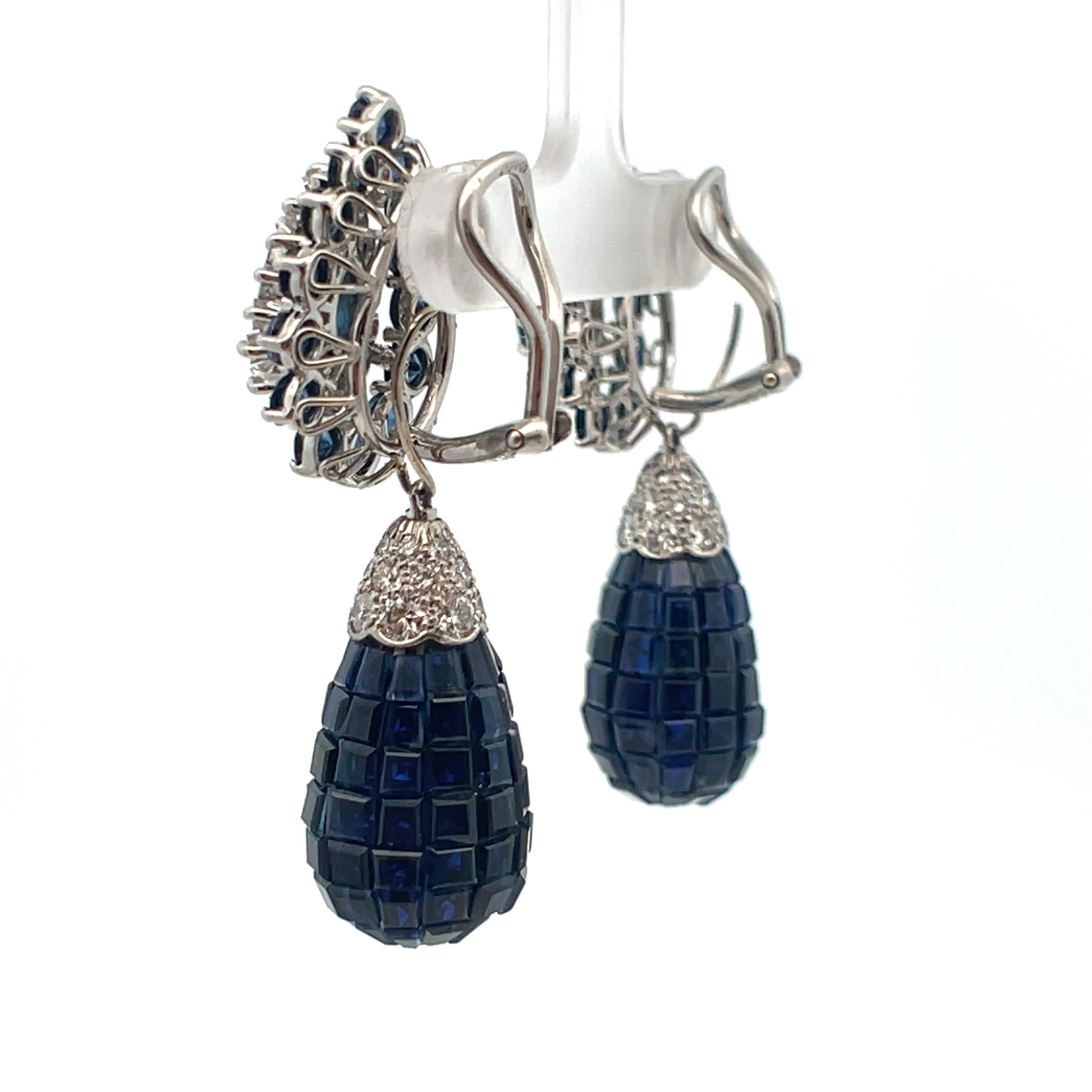 Oscar Heyman Day and Night Invisible Set Sapphire Earrings For Sale 6