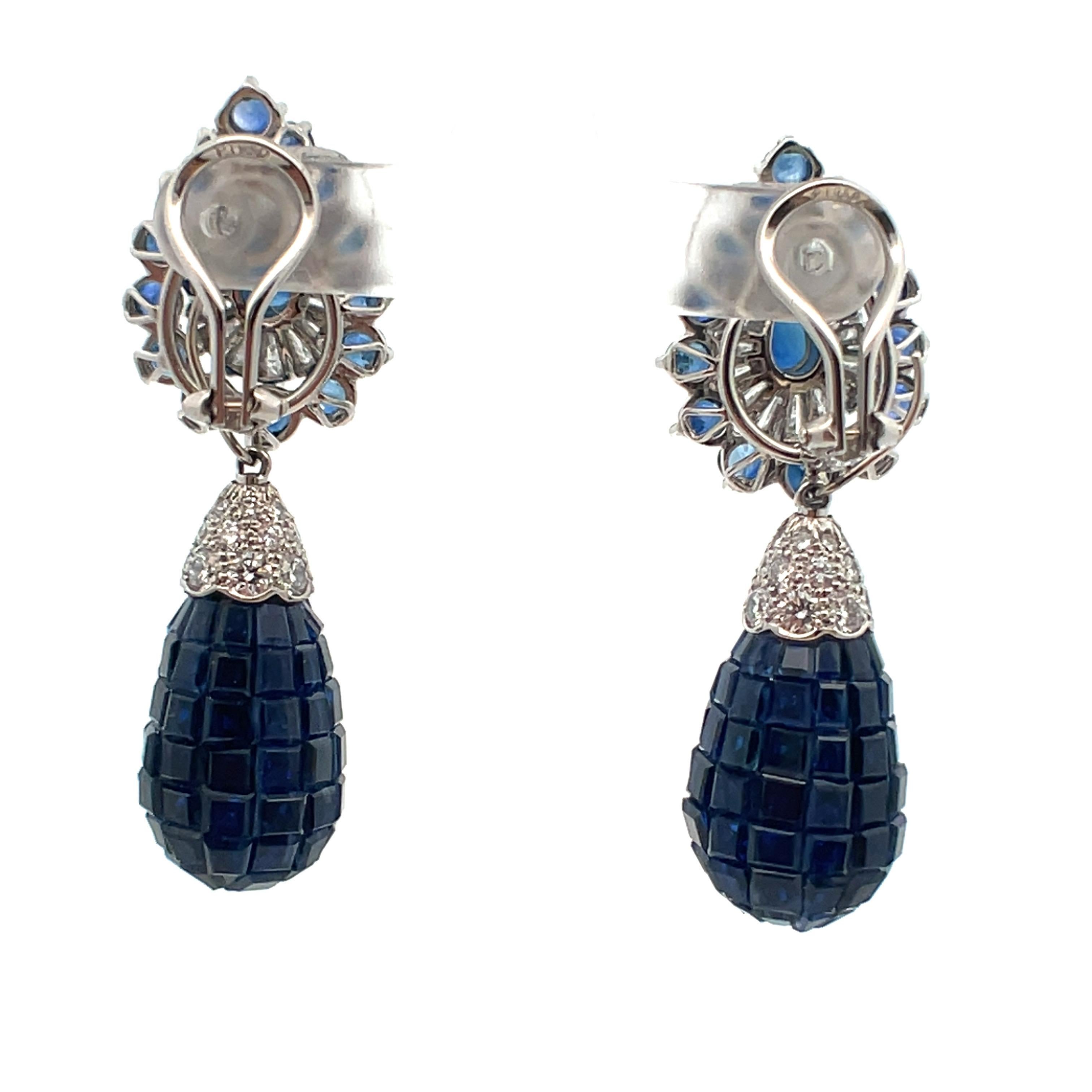 Oscar Heyman Day and Night Invisible Set Sapphire Earrings For Sale 7