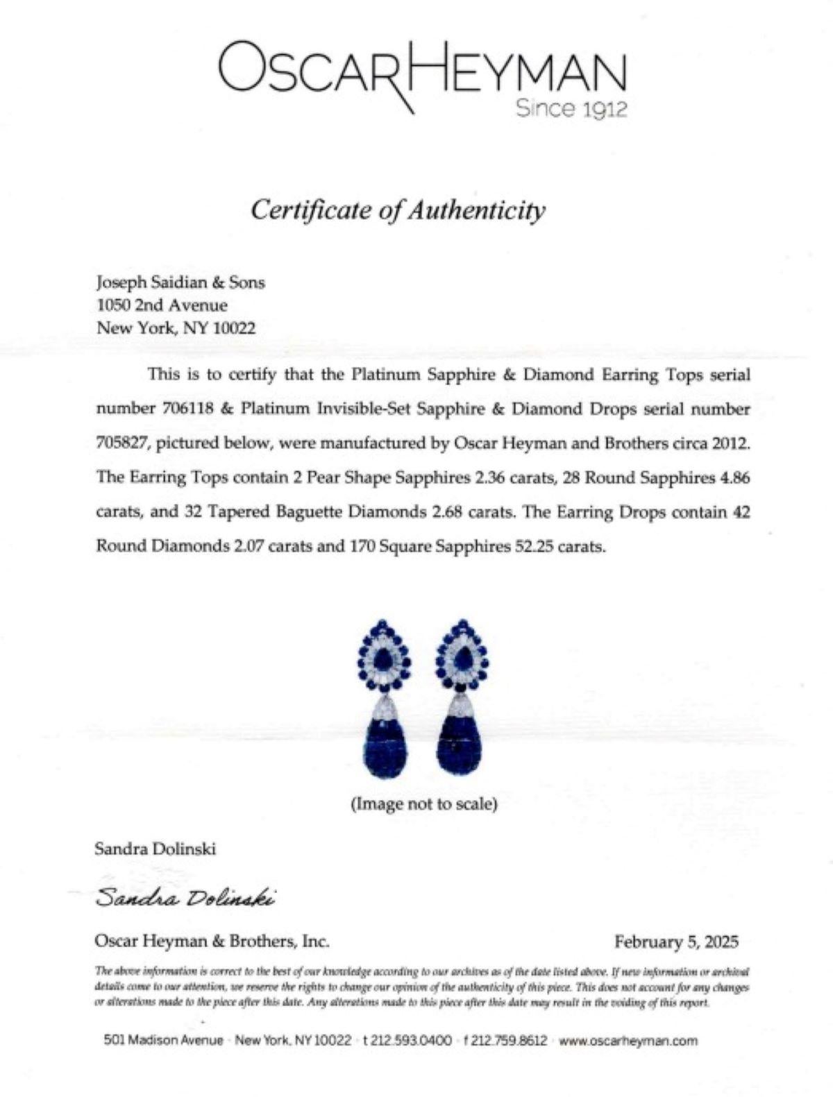 Oscar Heyman Day and Night Invisible Set Sapphire Earrings For Sale 9