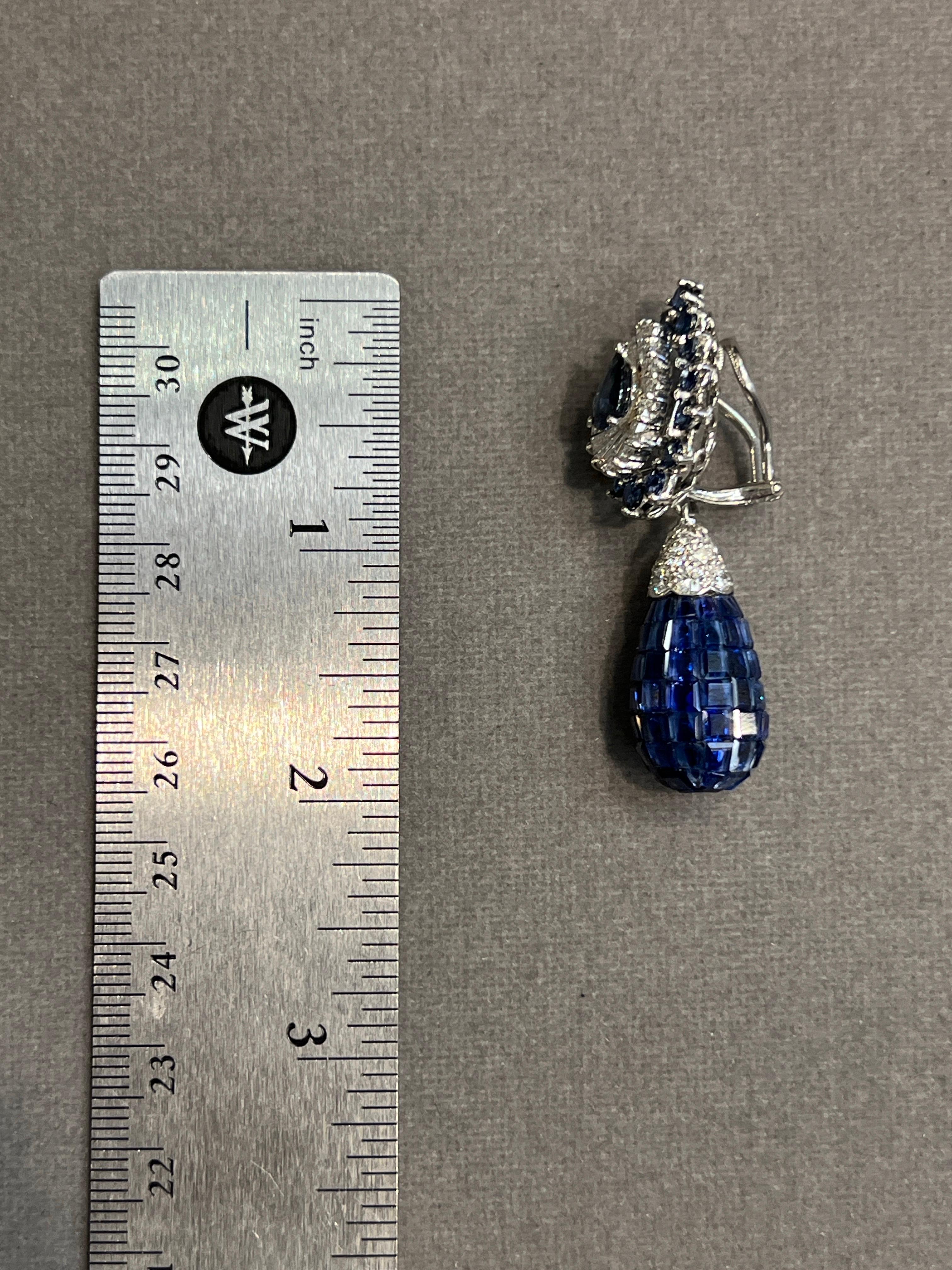 Oscar Heyman Day and Night Invisible Set Sapphire Earrings For Sale 3