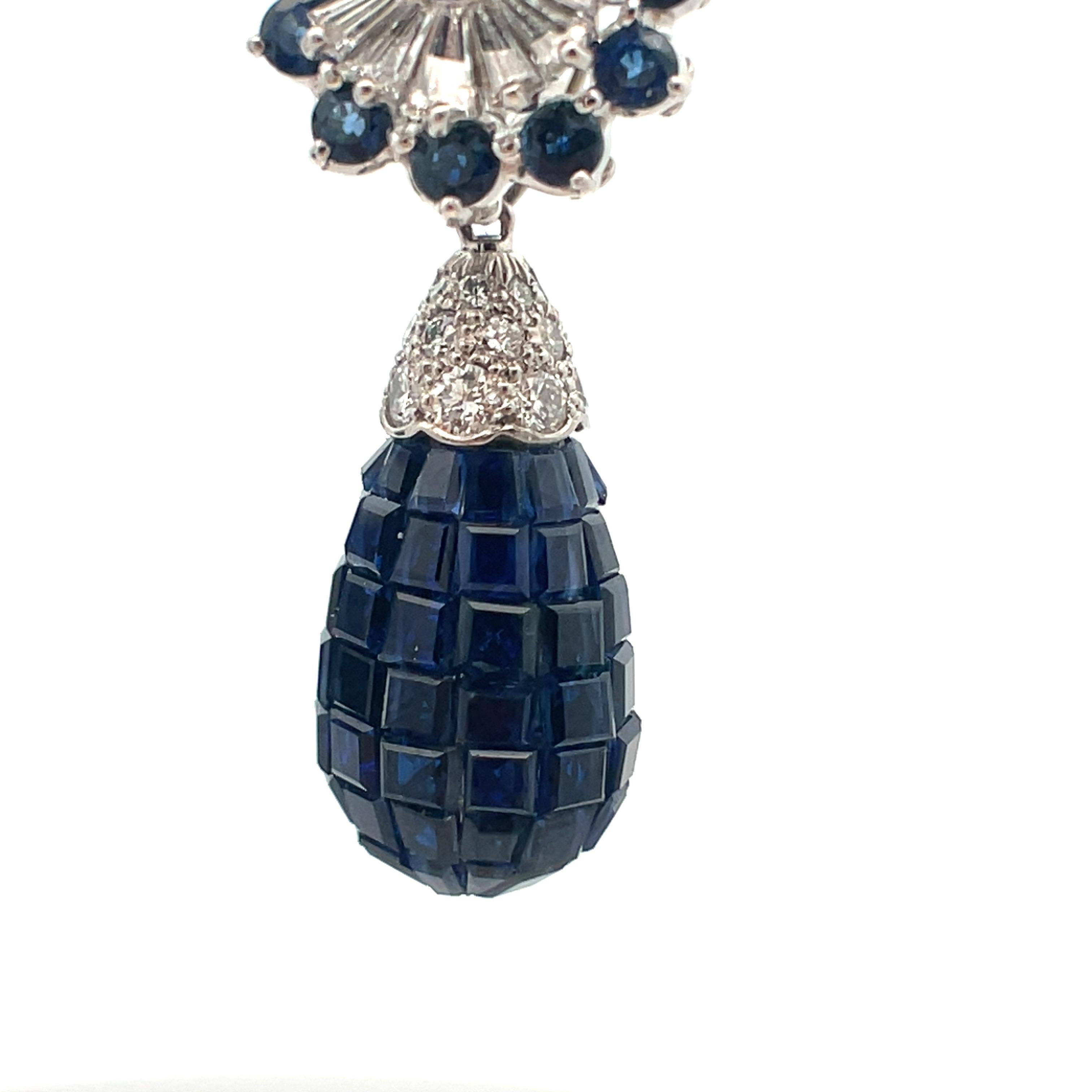 Oscar Heyman Day and Night Invisible Set Sapphire Earrings For Sale 4