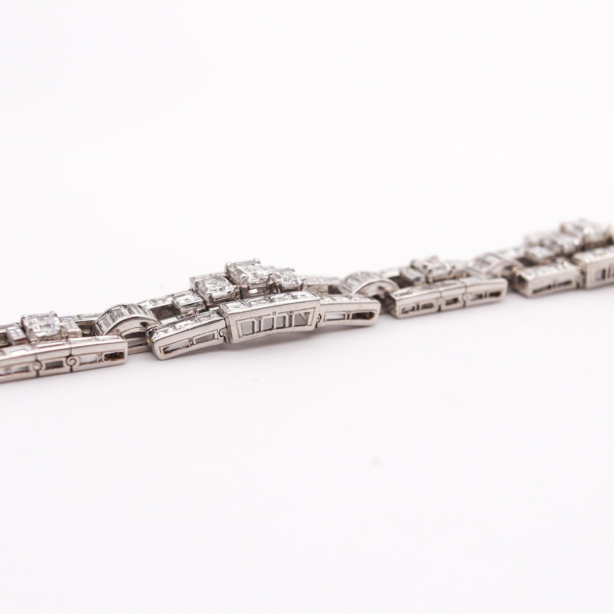 OSCAR HEYMAN Deco Geometric Bracelet In Platinum With 30.64 Ctw In VS Diamonds For Sale 4