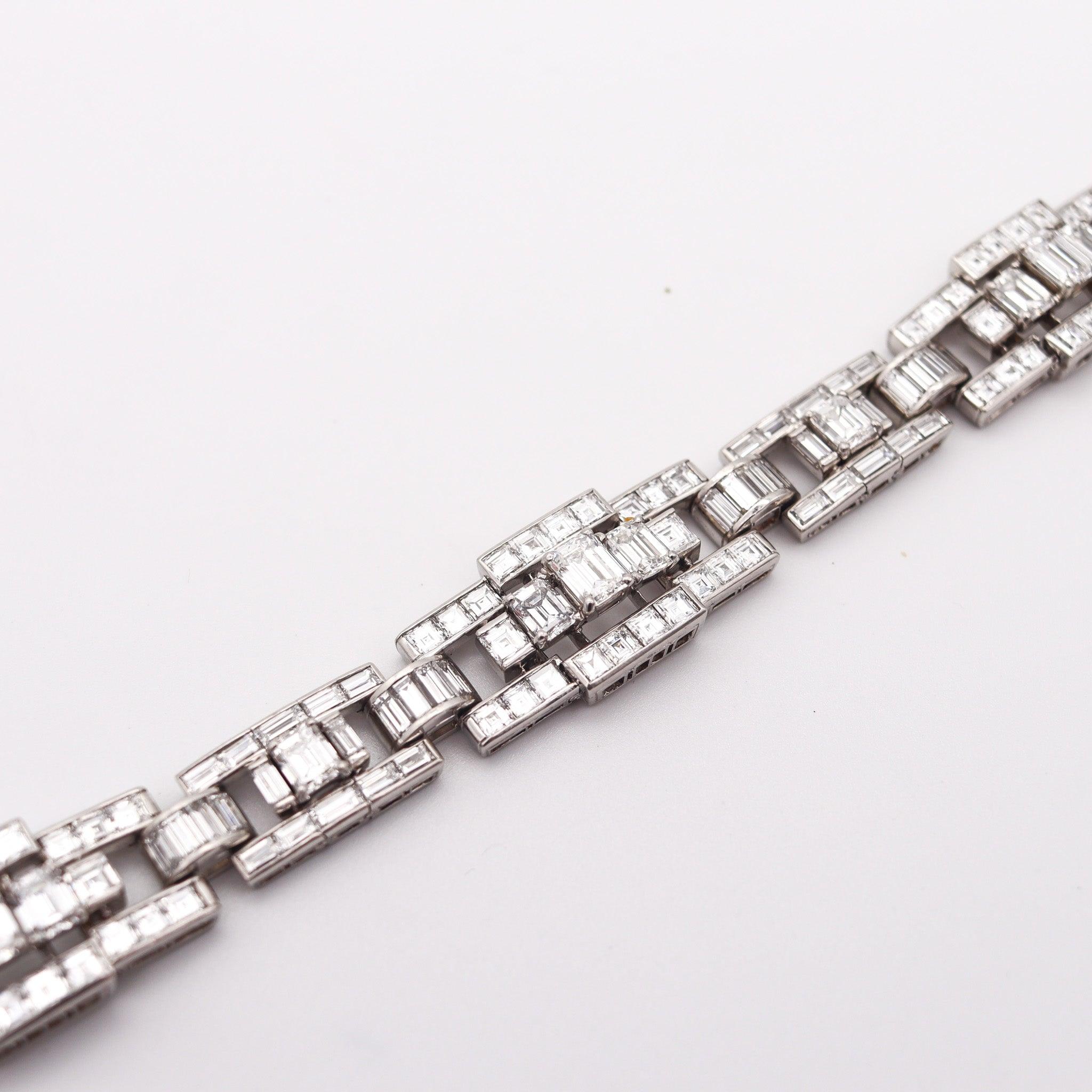 OSCAR HEYMAN Deco Geometric Bracelet In Platinum With 30.64 Ctw In VS Diamonds For Sale 3