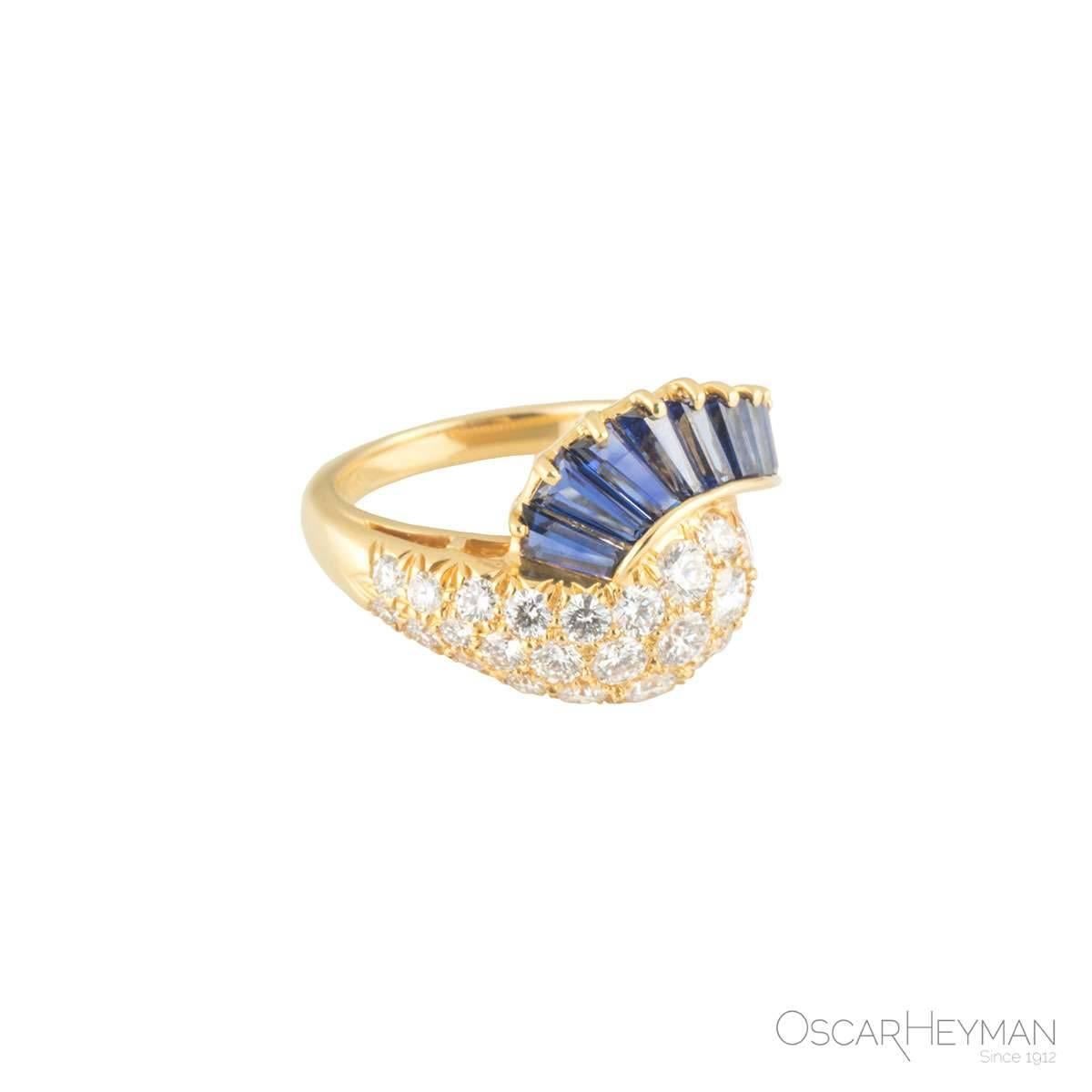 Oscar Heyman Diamond and Blue Sapphire Ring 1.19 Carat In Excellent Condition In London, GB