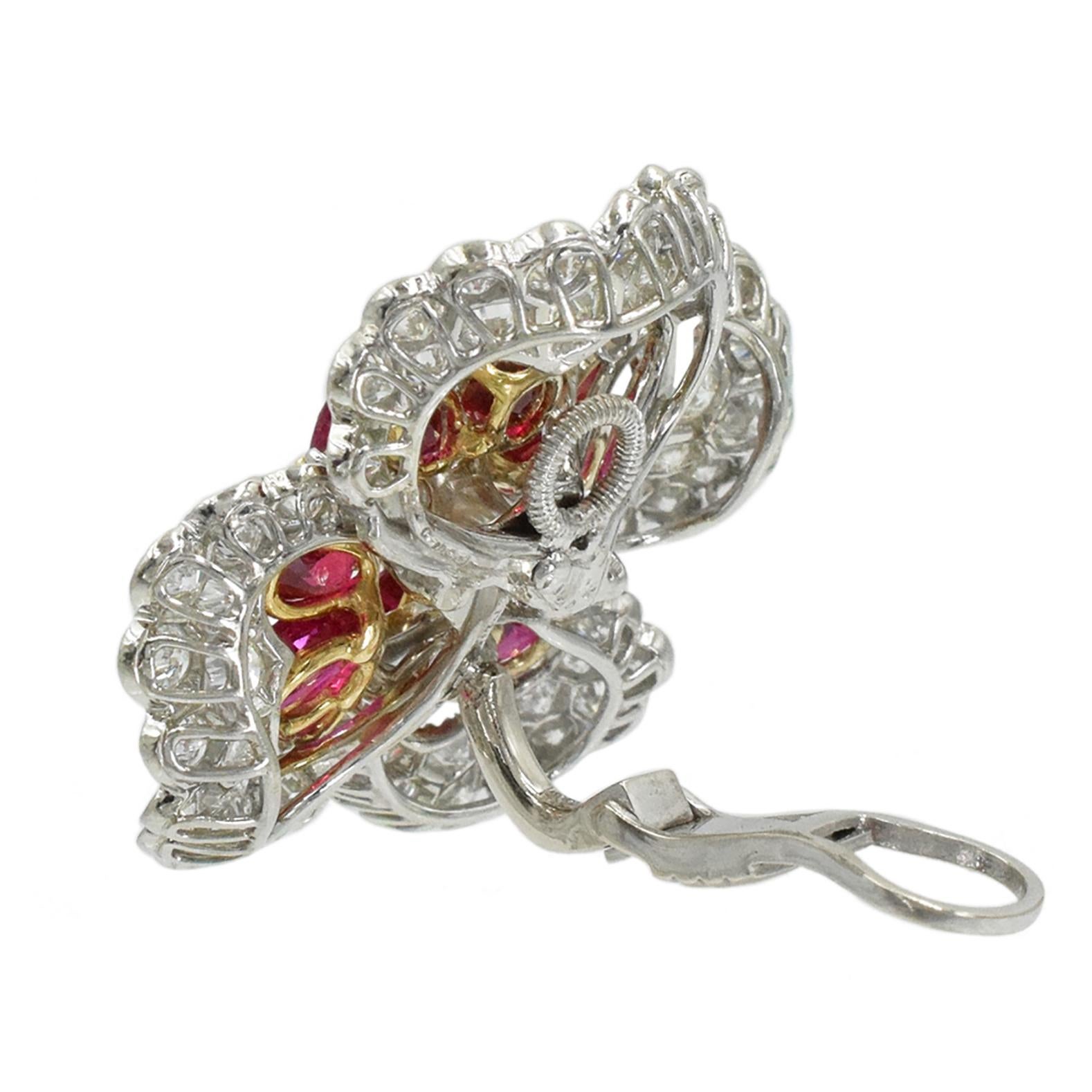 Oscar Heyman Diamond and Ruby Earrings For Sale 2