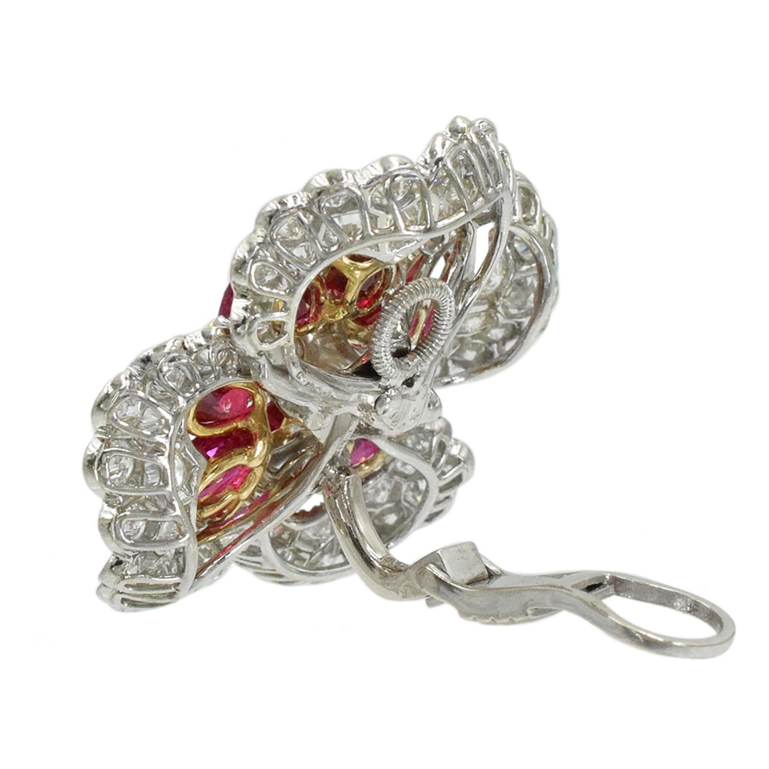 Oscar Heyman Boucles d'oreilles en diamants et rubis en vente 5