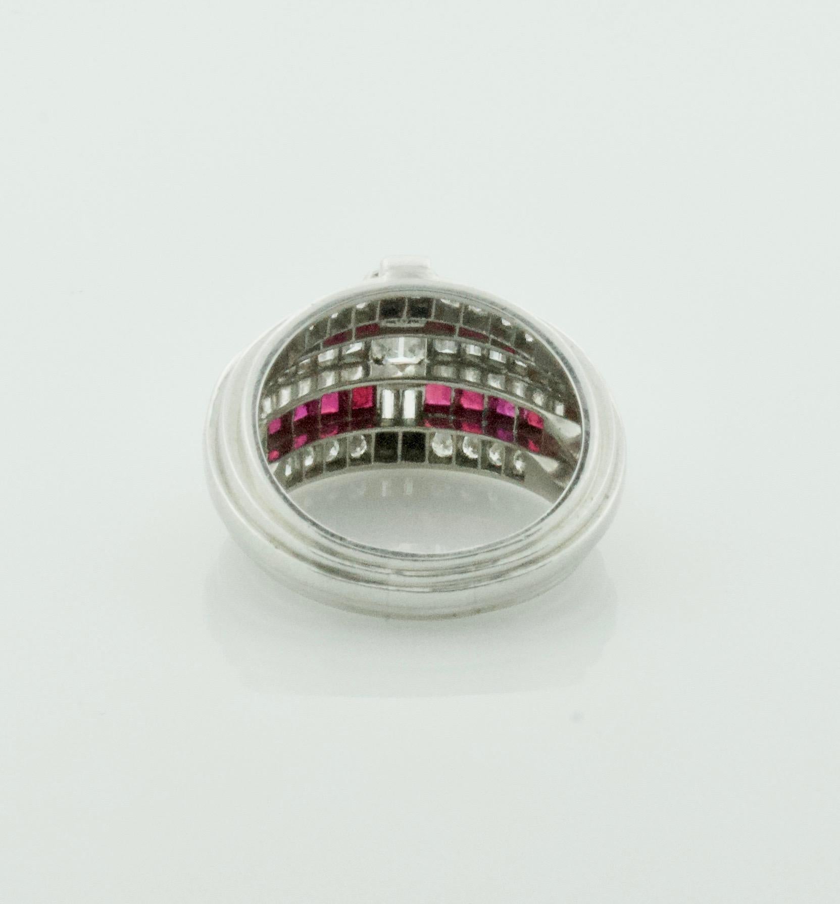 Art Deco Oscar Heyman Diamond and Ruby Ring in Platinum For Sale