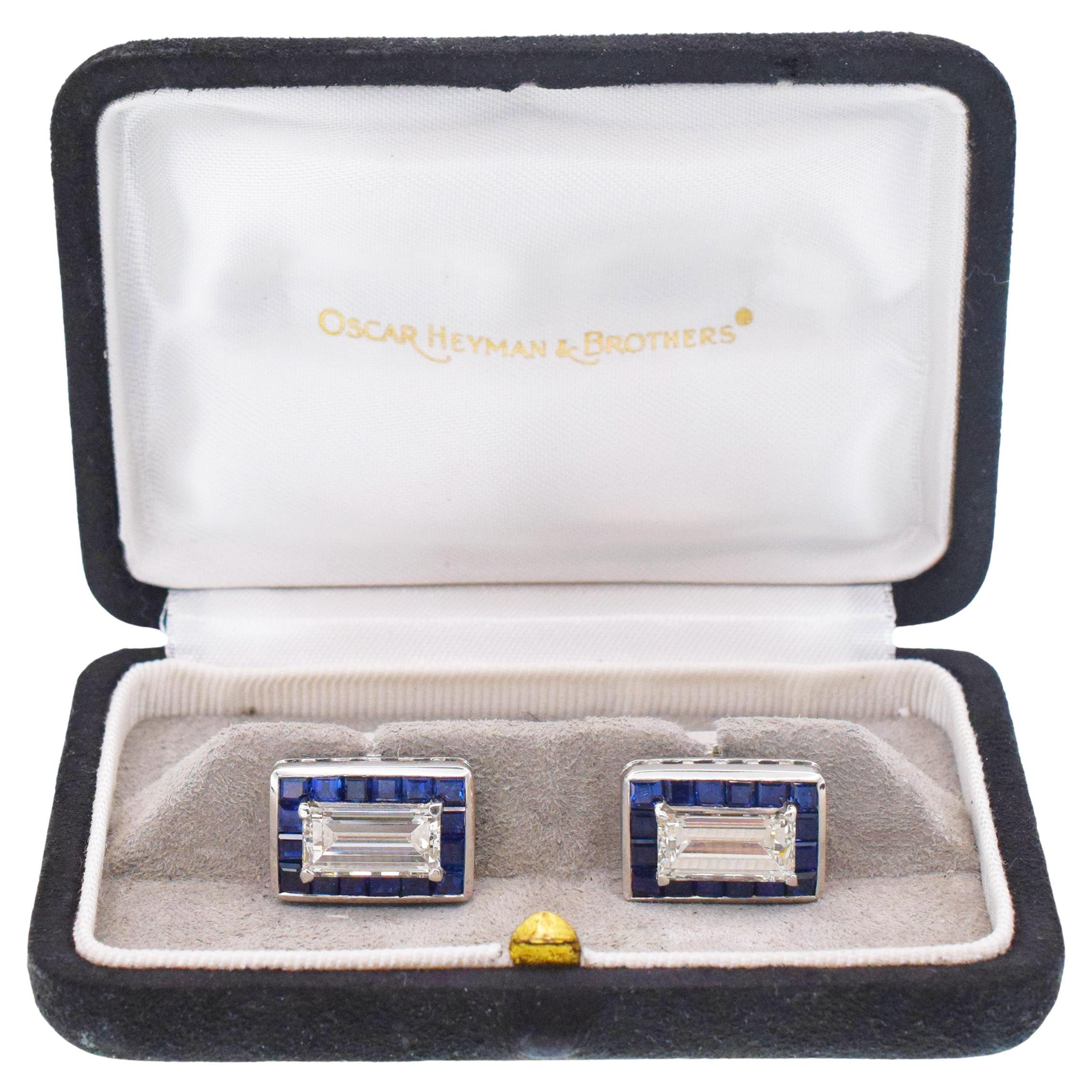 Gemelli da polso Oscar Heyman con diamanti e zaffiri