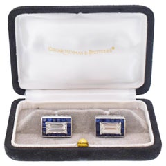 Oscar Heyman Diamond and Sapphire Cufflinks