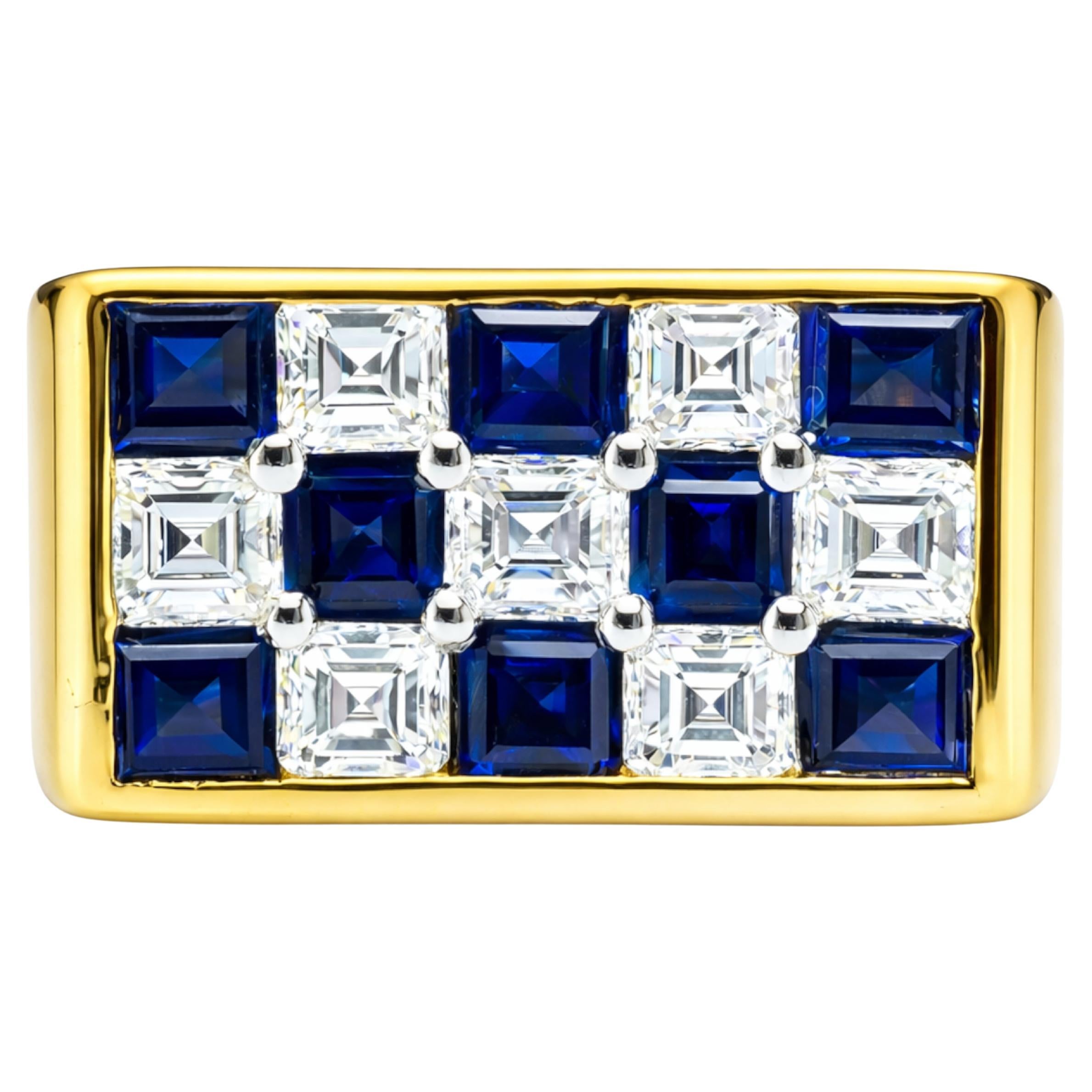 Oscar Heyman Diamond and Sapphire Ring Circa 1970s