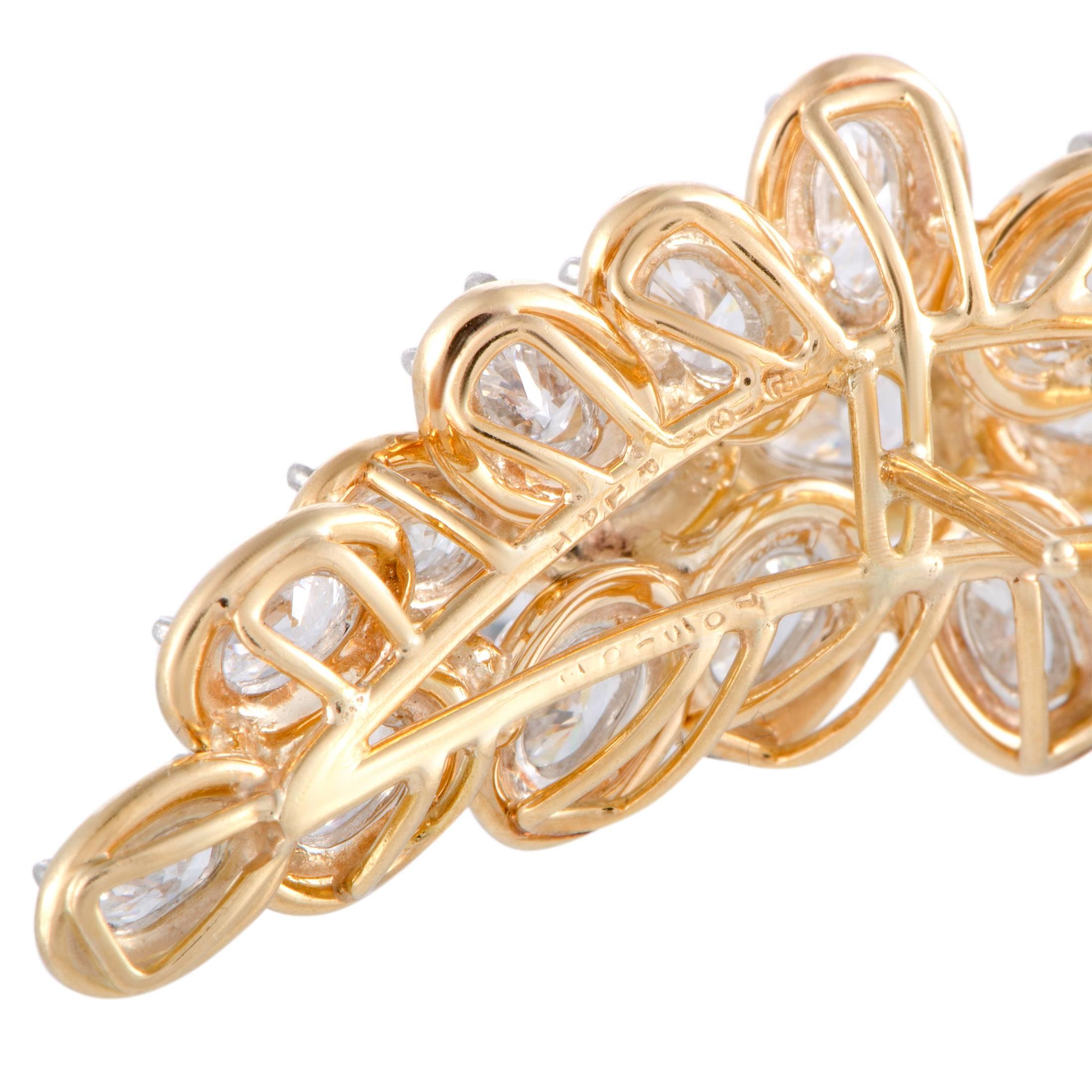 Women's Oscar Heyman Diamond Cluster Yellow Gold Omega Earrings