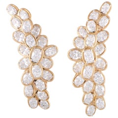 Oscar Heyman Diamond Cluster Yellow Gold Omega Earrings