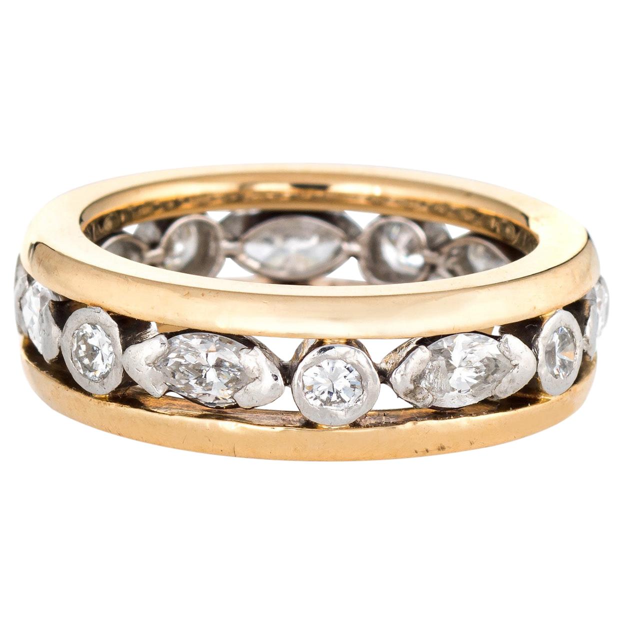 Oscar Heyman Diamond Eternity Ring Vintage 18 Karat Yellow Gold Platinum Band