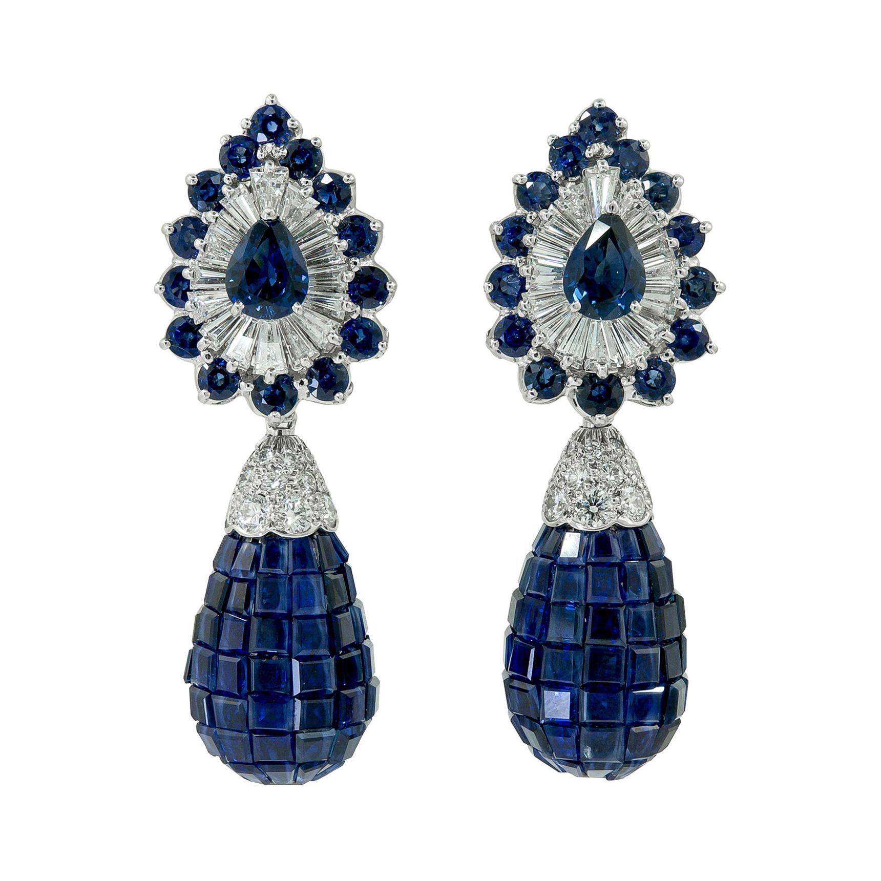 Oscar Heyman  Mystery-Set Sapphire Diamond Day Night Earrings