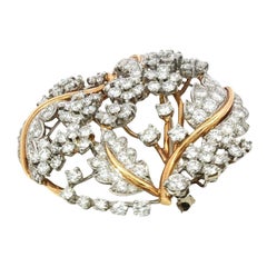 Oscar Heyman Diamond Pendant Brooch 18K Yellow Gold Platinum ~12ctw