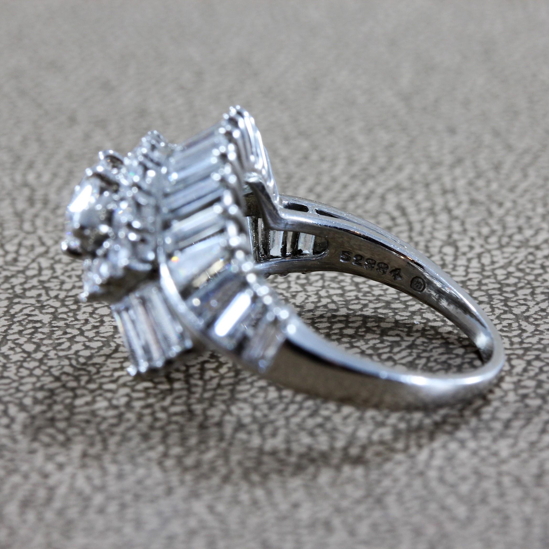 Women's Oscar Heyman Diamond Platinum Engagement Ring For Sale