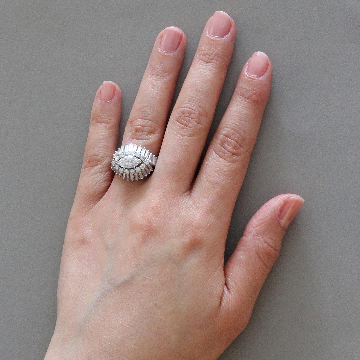 Oscar Heyman Diamond Platinum Engagement Ring For Sale 1