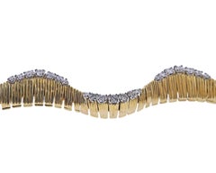 Oscar Heyman Diamond Platinum Gold Wave Bracelet