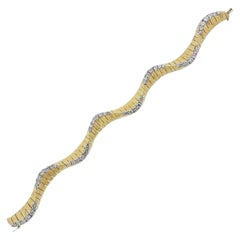 Oscar Heyman Diamond Platinum Gold Wave Bracelet