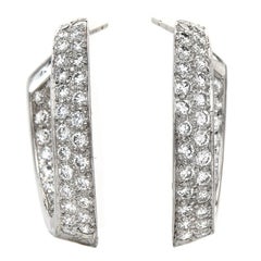 Oscar Heyman Diamond Platinum Inside Outside Hoop Earrings