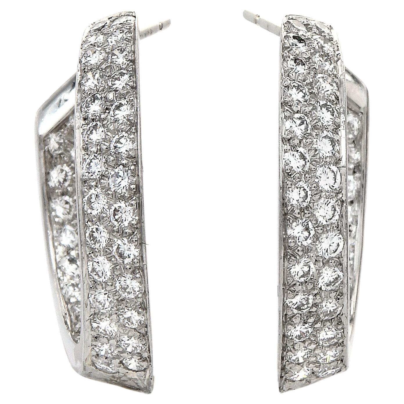 Oscar Heyman Diamond Platinum Inside Outside Hoop Earrings