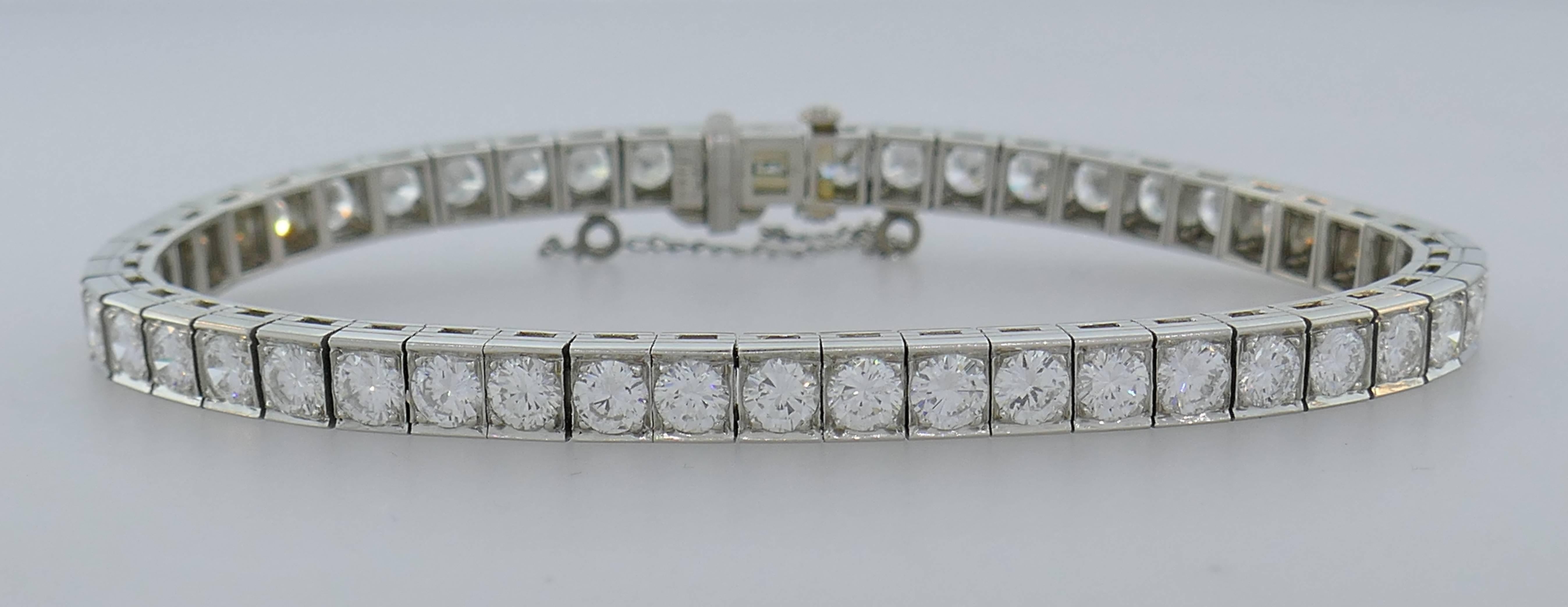 Asscher Cut Oscar Heyman Diamond Platinum Tennis Bracelet, 4.80 Carat, 1950s