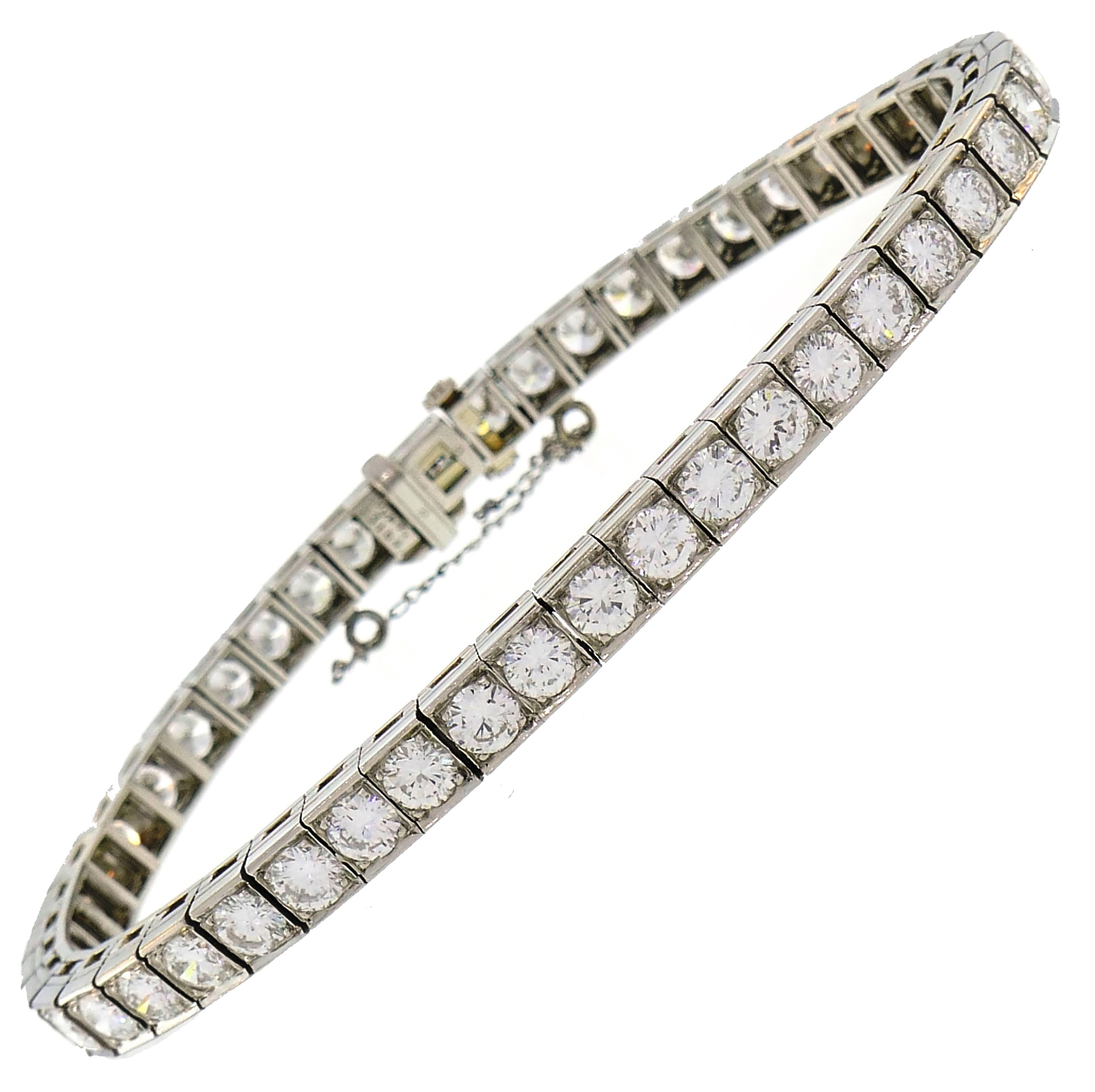 Oscar Heyman Diamond Platinum Tennis Bracelet, 4.80 Carat, 1950s
