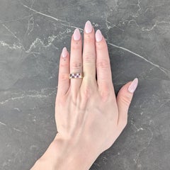 Oscar Heyman Diamond Ruby Platinum 18K Gold Checkerboard Vintage Band Ring