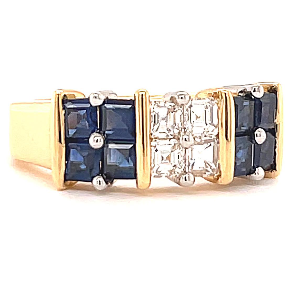 Oscar Heyman Diamond Sapphire 18 Karat Gold Ring In Excellent Condition In Beverly Hills, CA