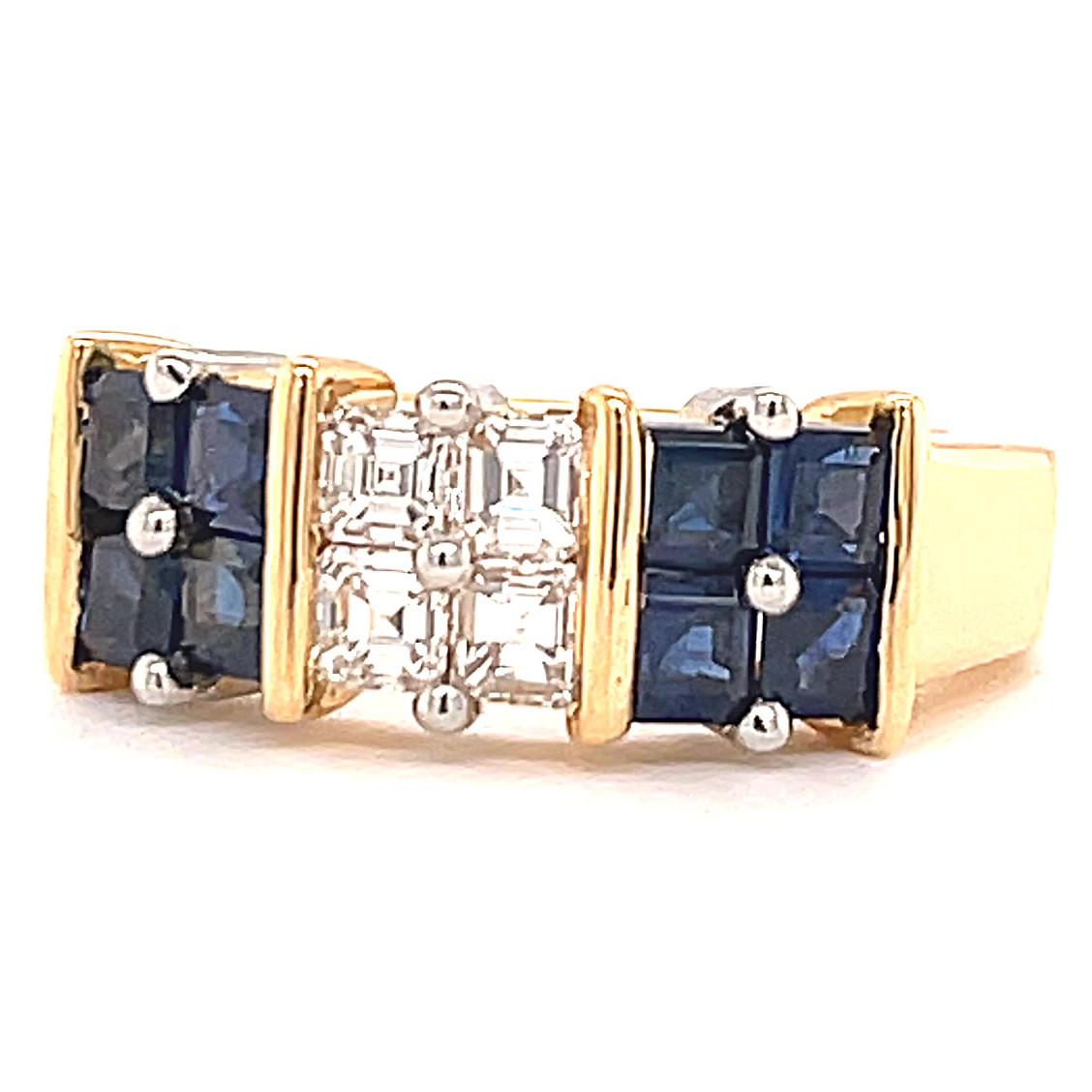 Women's or Men's Oscar Heyman Diamond Sapphire 18 Karat Gold Ring