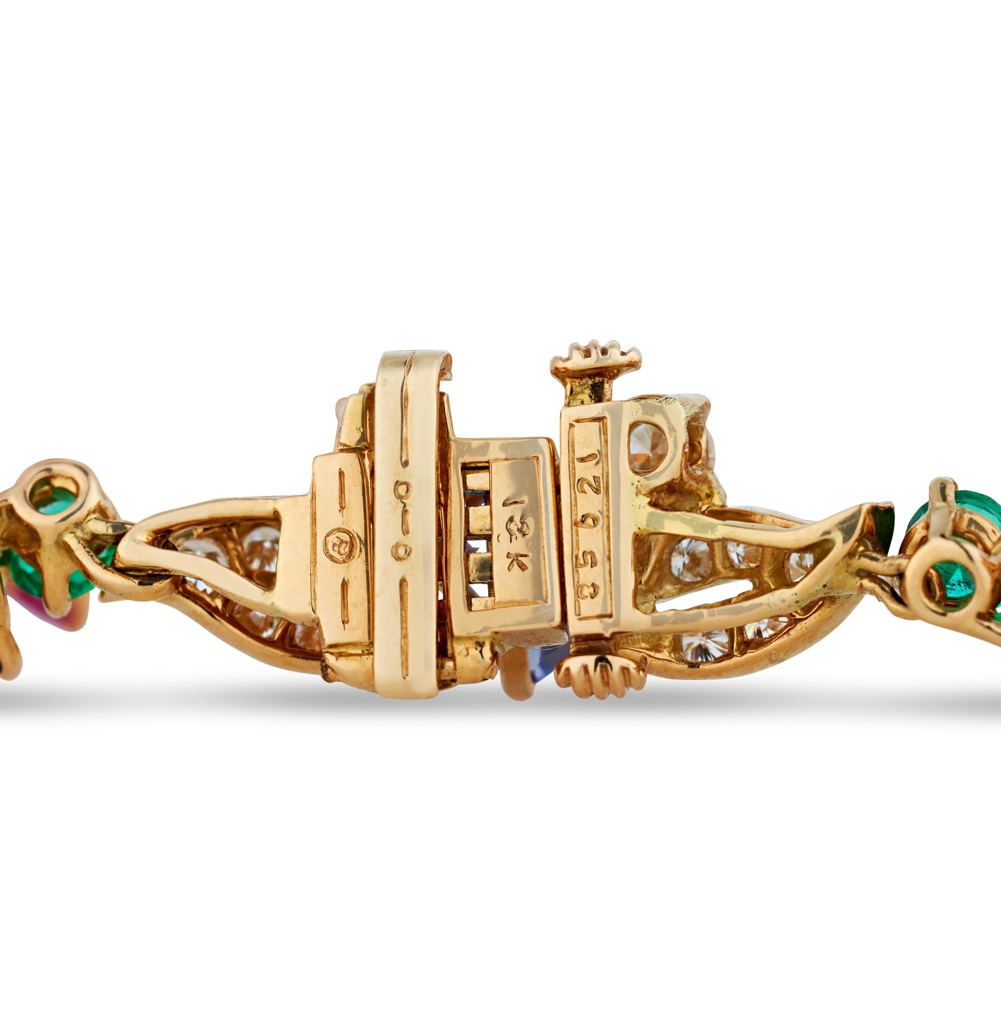 Modern Oscar Heyman Diamond, Sapphire, Emerald And Ruby Necklace