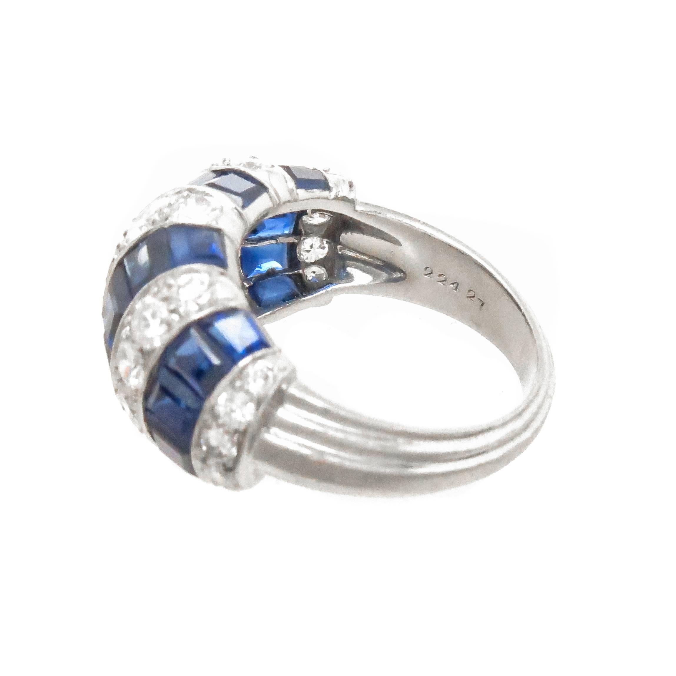 Women's Oscar Heyman Diamond Sapphire Platinum Ring