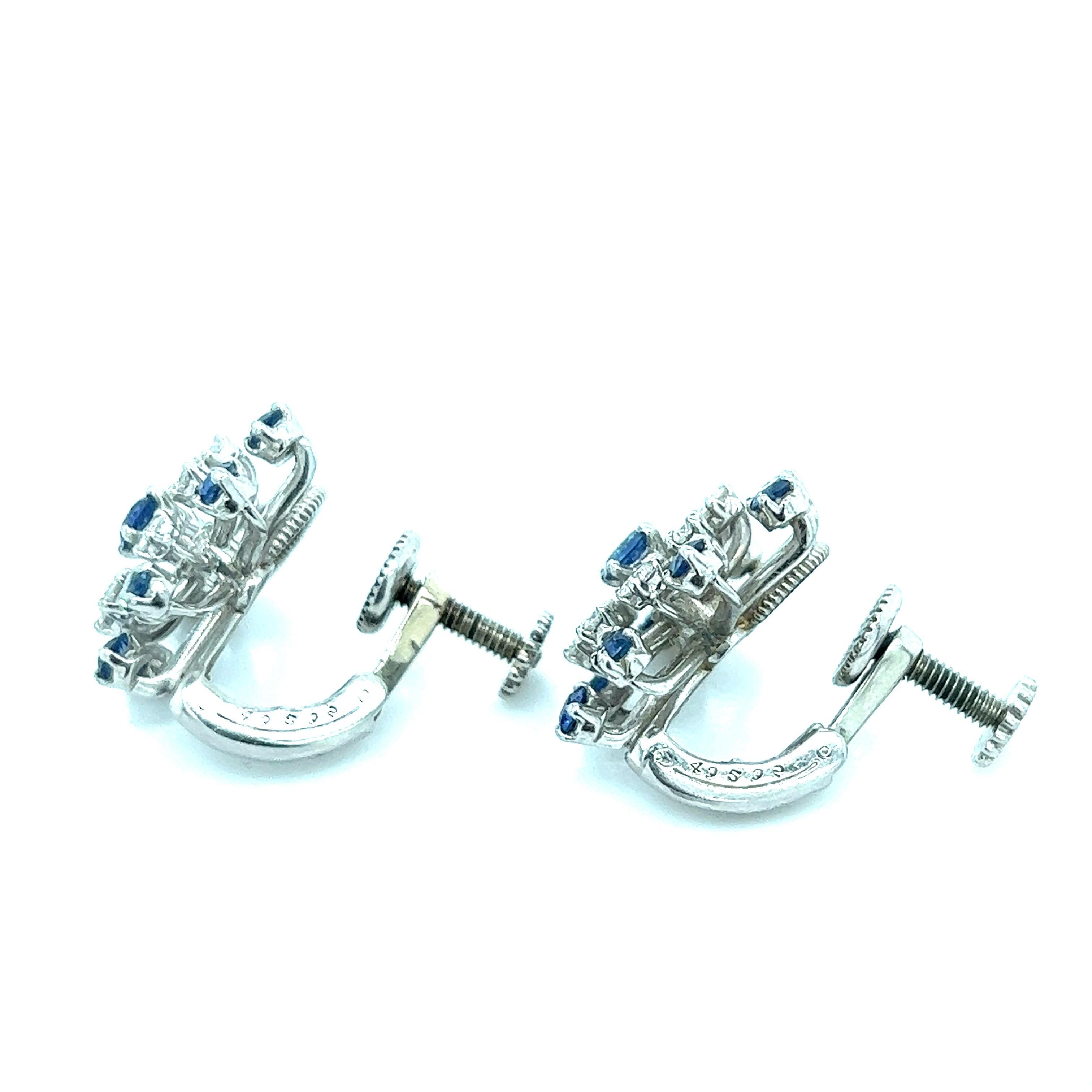 Round Cut Oscar Heyman Diamond Sapphire Snowflake Earrings For Sale