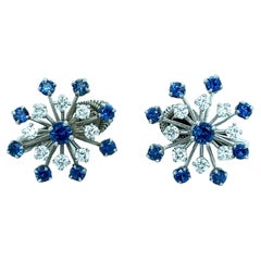 Oscar Heyman Diamond Sapphire Snowflake Earrings