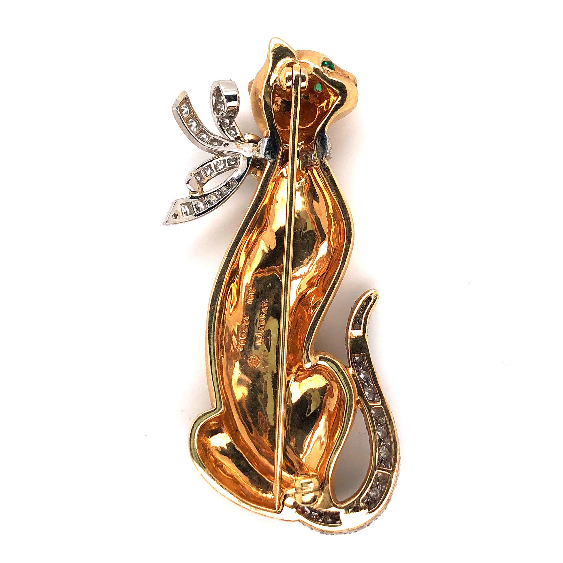 Oscar Heyman Diamond Sitting Kitty Brooch In New Condition In New York City, NY