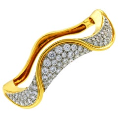 Oscar Heyman Diamond Yellow Gold Bangle Bracelet