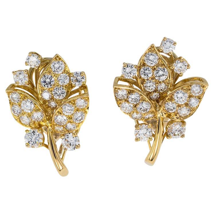 Oscar Heyman Diamond Yellow Gold Clip-on Earrings