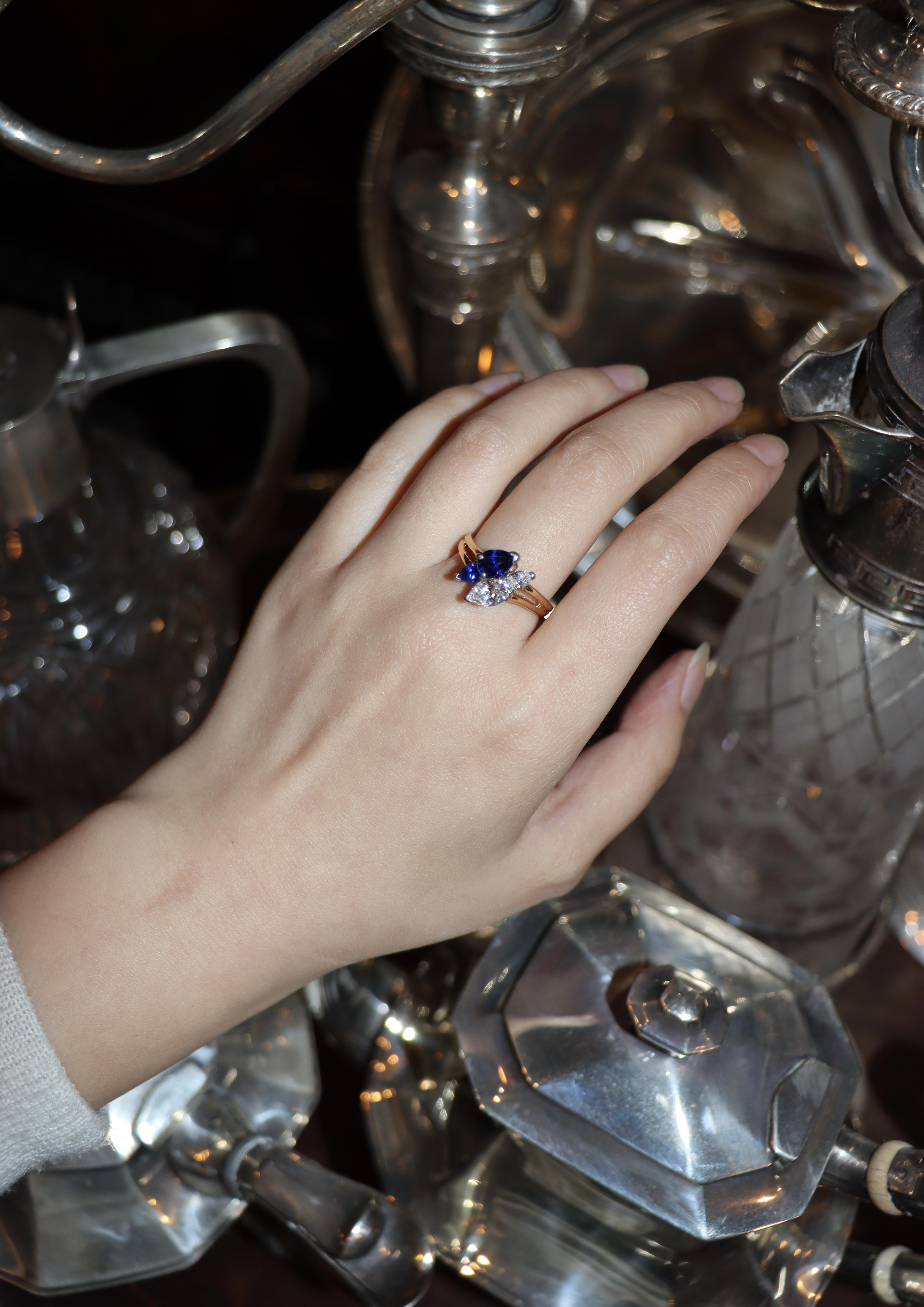 Marquise Cut Oscar Heyman Diamonds Sapphire Toi Et Moi Ring For Sale