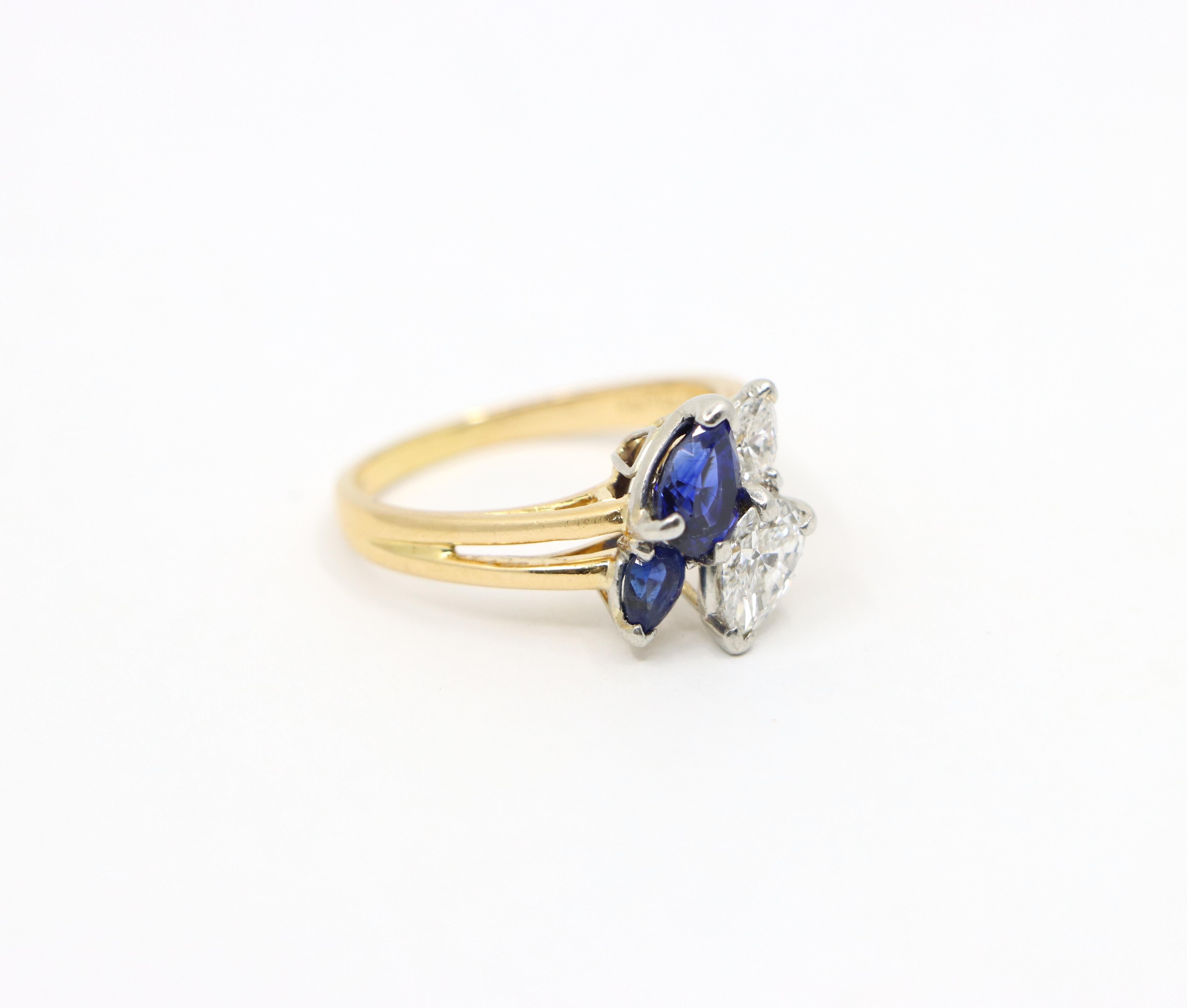Oscar Heyman Diamonds Sapphire Toi Et Moi Ring For Sale 1