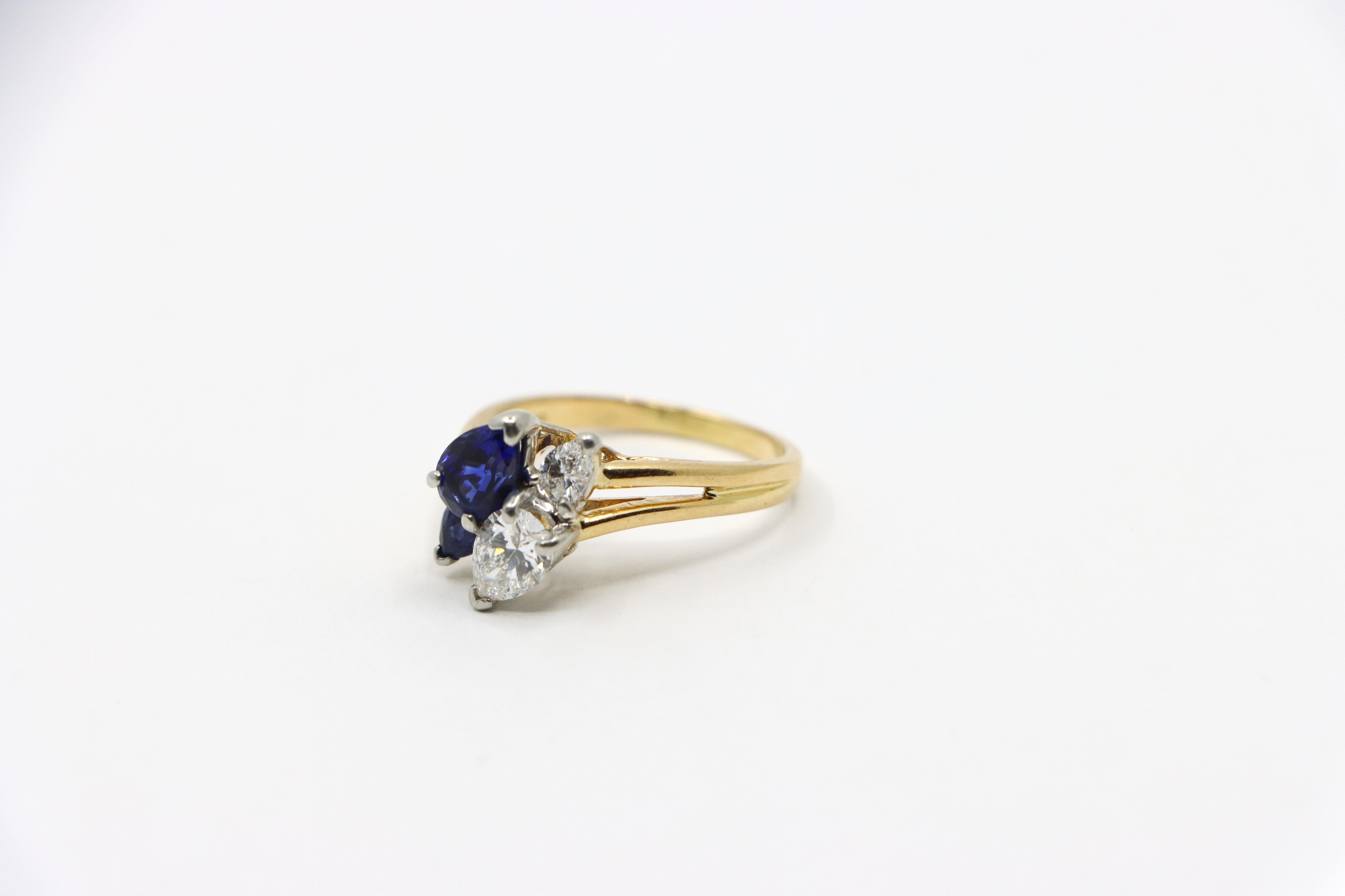 Oscar Heyman Diamonds Sapphire Toi Et Moi Ring For Sale 3