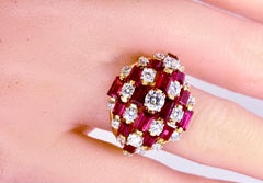 Oscar Heyman Dramatic Large 7 Row Ruby and Diamond Vintage Ring