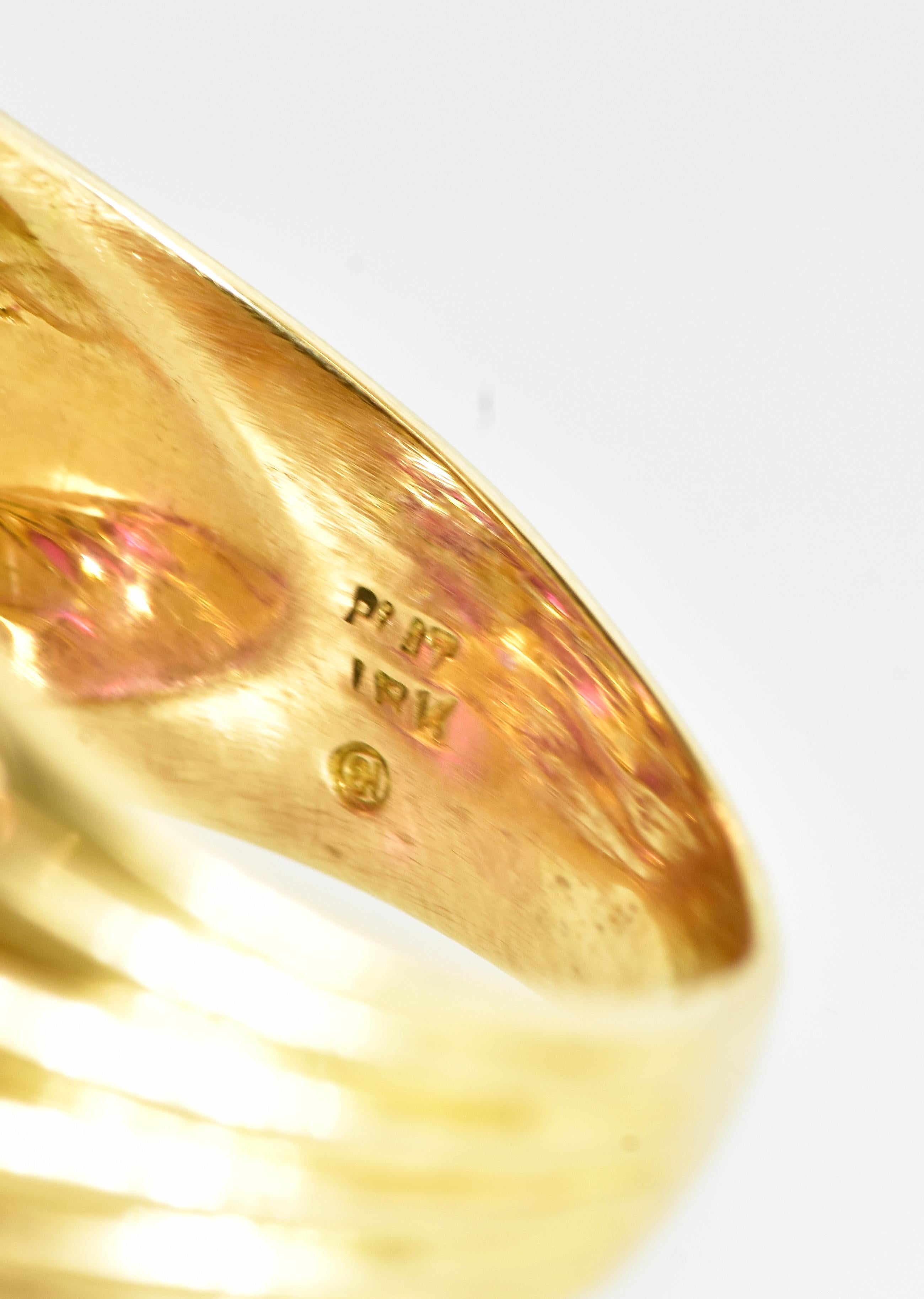 Oscar Heyman Dramatischer Vintage-Ring mit 7 Reihen Rubin und Diamant 2