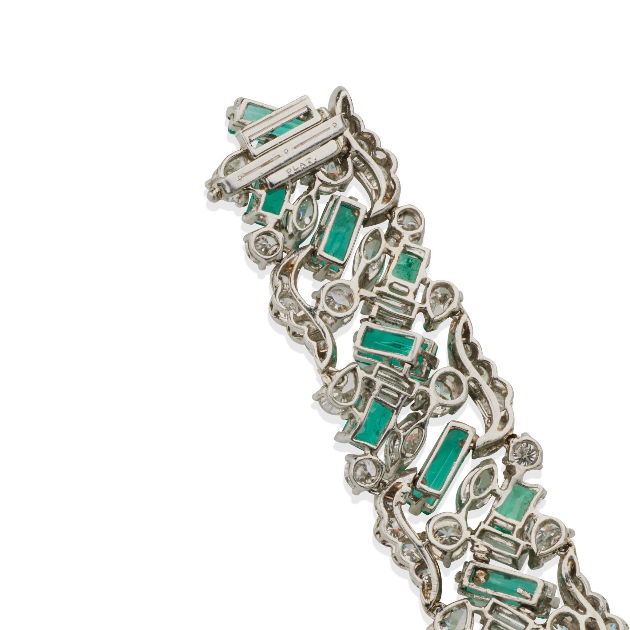 Women's or Men's Oscar Heyman Emerald and Diamond Bracelet For Sale