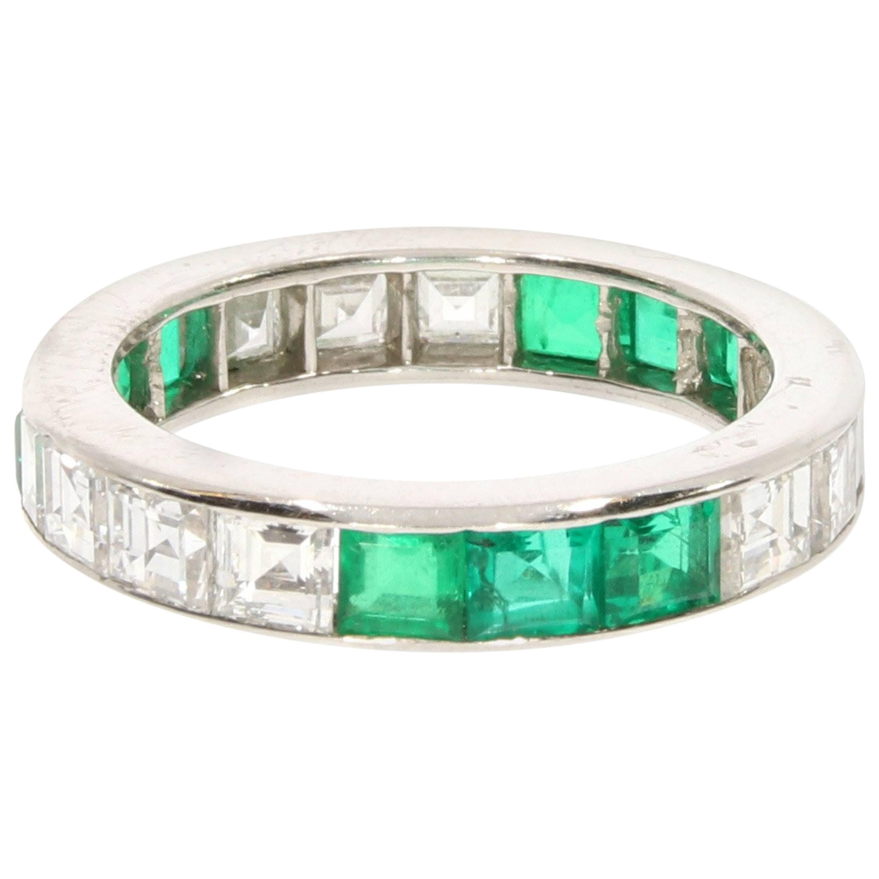 Oscar Heyman Emerald and Diamond Eternity Ring, circa 1965 For Sale