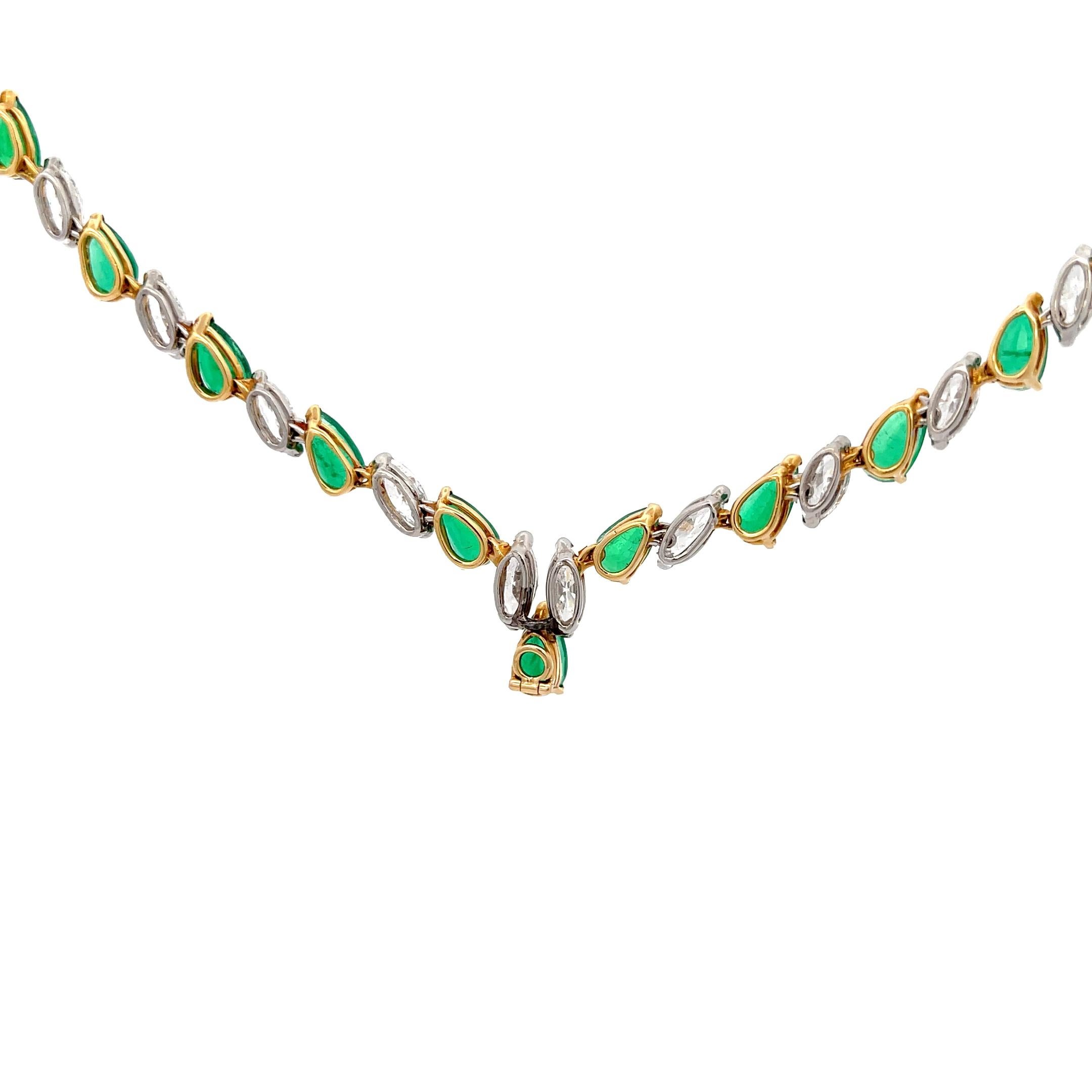 Oscar Heyman Emerald and Diamond Necklace 18K Yellow Gold 1