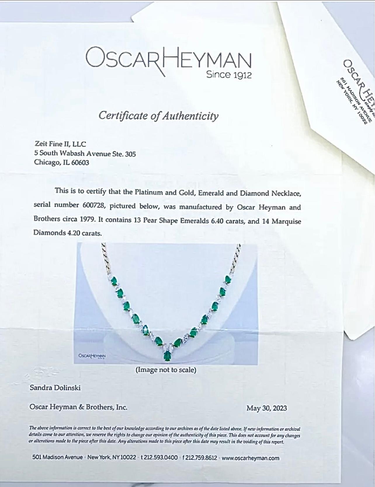 Oscar Heyman Emerald and Diamond Necklace 18K Yellow Gold 4