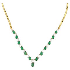 Oscar Heyman Halskette aus 18 Karat Gelbgold mit Smaragd und Diamanten